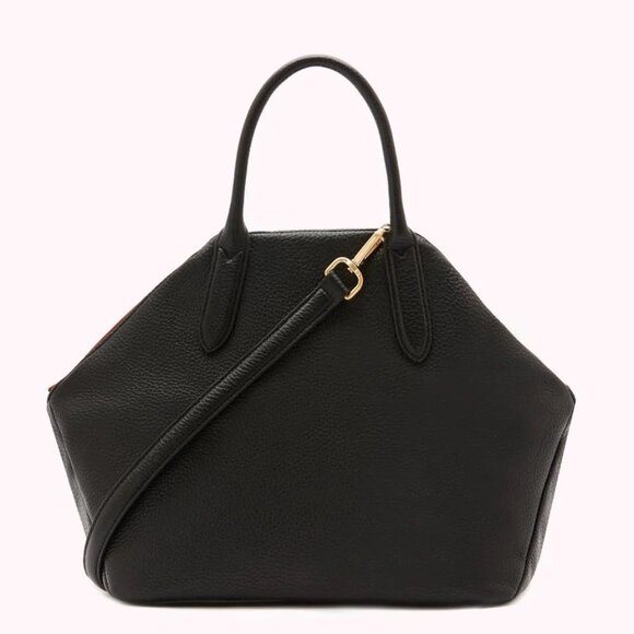 Lulu Guinness Large Valentina Black Pebbled Leather Satchel Handbag - NWOT - Picture 5 of 11